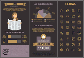 Image showing Media infographic template, elements and icons.