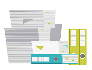 Image showing Stack of folders and documents vector cartoon.