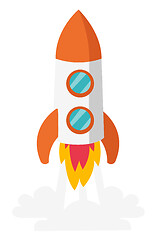 Image showing Rocket take off vector cartoon illustration.