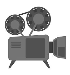 Image showing Vintage movie camera with reel vector cartoon.