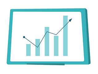 Image showing Whiteboard with growing bar chart vector cartoon.