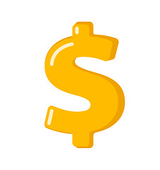 Image showing Golden dollar sign vector cartoon illustration.