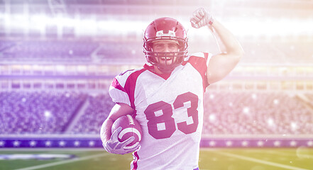 Image showing american football player celebrating touchdown