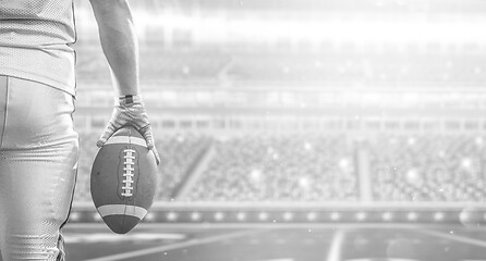 Image showing closeup American Football Player isolated on big modern stadium