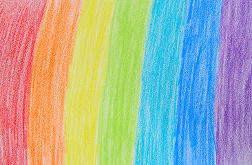 Image showing Rainbow crayon drawing