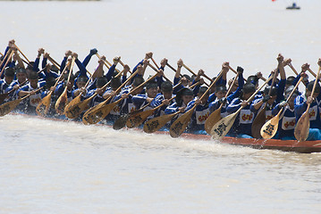 Image showing Long boat competition in Thailand