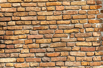 Image showing Brick wall of an old building close up