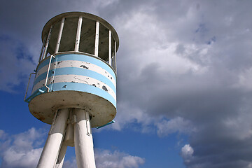 Image showing Lifeguard towers at a beach in Denmark