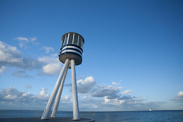 Image showing Lifeguard towers at a beach in Denmark