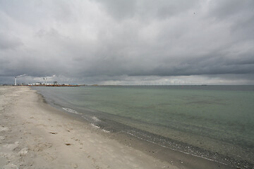 Image showing Beach and power station in Denmark scandinavia