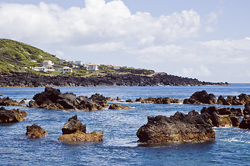 Image showing Shallow coastline of  Pico island, Azores