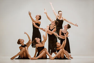 Image showing The group of modern ballet dancers