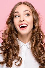 Image showing The young woman\'s portrait with happy emotions