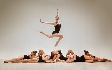 Image showing The group of modern ballet dancers