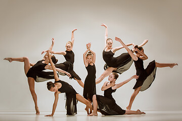 Image showing The group of modern ballet dancers