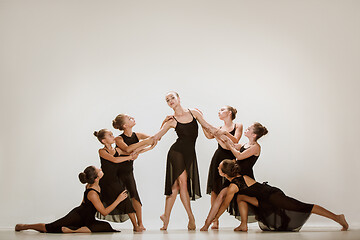 Image showing The group of modern ballet dancers