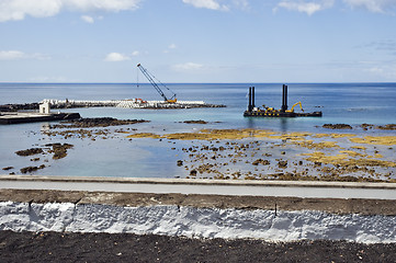 Image showing Pier construction, Lages do Pico, Azores