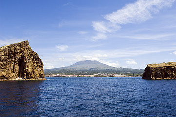 Image showing View of Pico Island with two islets in the foreground