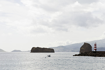 Image showing Canal between Pico and Faial Islands in Azores. 