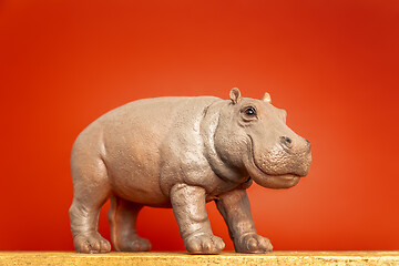 Image showing hippopotamus figure isolated on red background