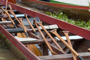 Image showing Oars onboard Thai long boat