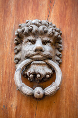 Image showing old wooden head door knob