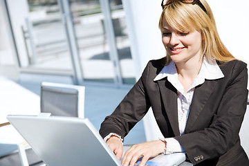 Image showing Working caucasian businesswoman