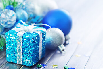 Image showing christmas decoration on wooden background