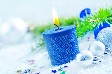 Image showing candle and christmas decoration