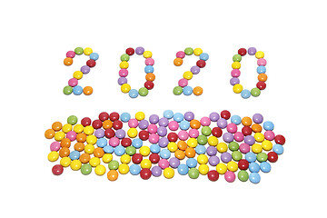 Image showing Two thousand and twentieth from multicolored candy 