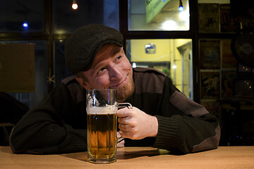 Image showing Guy with beer in the bar