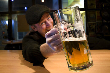 Image showing Guy with beer in the bar