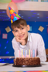 Image showing Portrait of the birthday boy at the birthday party