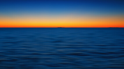 Image showing Sunset Seascape Background With Fiery Glow Over Horizon