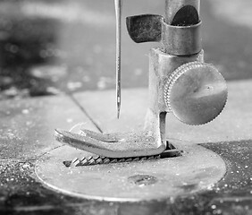 Image showing Antique, vintage sewing machine close-up