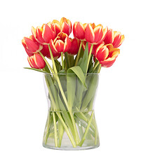 Image showing Red and yellow tulips in a vase