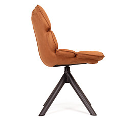 Image showing Modern chair made from suede and metal - Cognac