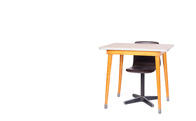 Image showing Vintage school desk and chair