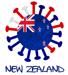 Image showing The national flag of New Zealand with corona virus or bacteria