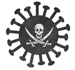 Image showing The pirate flag with corona virus or bacteria