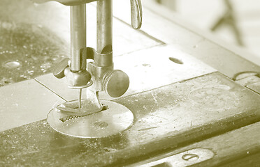 Image showing Antique, vintage sewing machine close-up