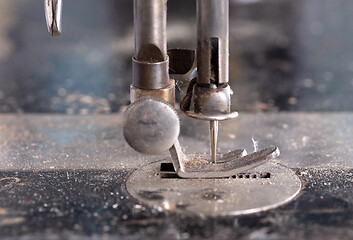 Image showing Antique, vintage sewing machine close-up