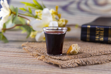 Image showing Taking communion and Lord Supper concept with Holy Bible