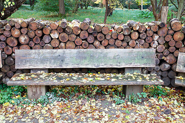 Image showing tree trunk stack in a forest in Denmark