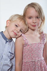 Image showing Portrait of a brother and sister in studio