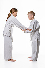 Image showing Two judo students grabbed each other