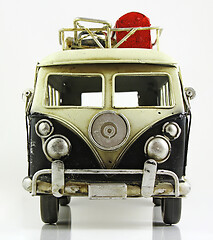 Image showing Vintage miniature Hippie Bus Van Toy truck for travel 