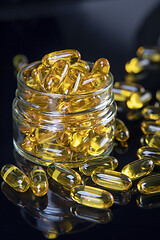 Image showing Omega Fish Oil Dietary Supplement In Jar