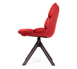 Image showing Modern chair made from suede and metal - Red