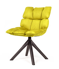 Image showing Modern chair made from suede and metal - Yellow